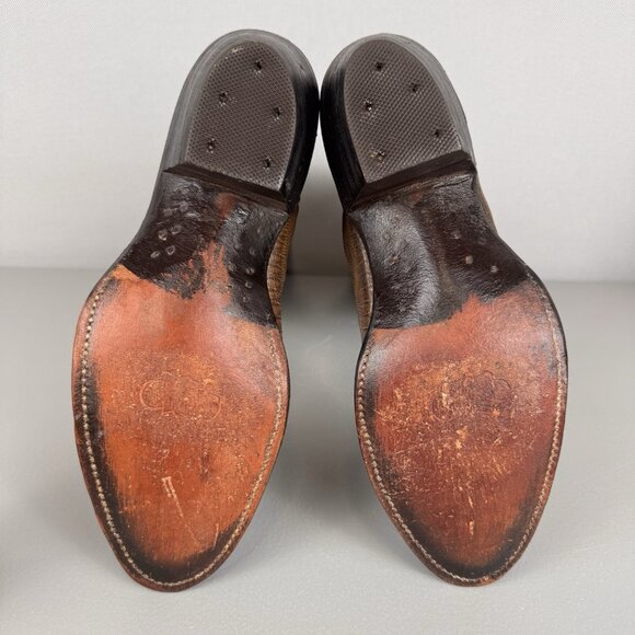 Nocona Boots Mens 8 D Brown/Beige Cowboy Western Leather Lizard Pull On Mid Calf - Picture 10 of 13